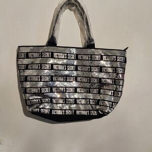 Victoria's Secret Black and Silver Tote Bag